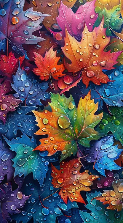 Paint by Numbers Kit Colorful Leaves