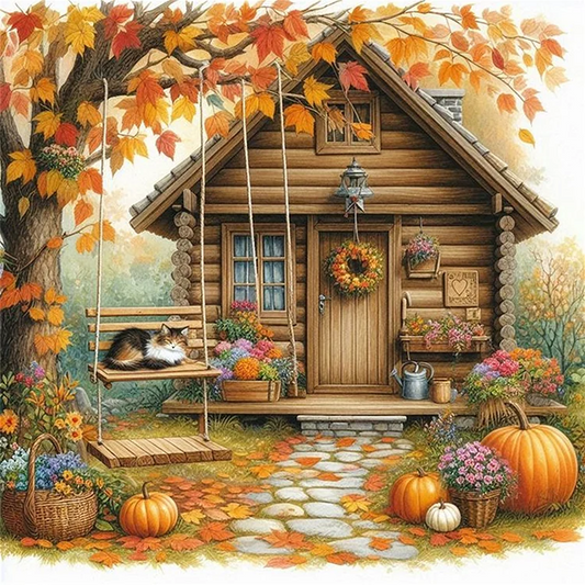 Paint by Numbers Kit Autumn Cottage