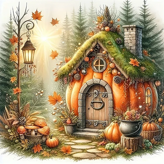 Paint by Numbers Kit Autumn Pumpkin Cottage