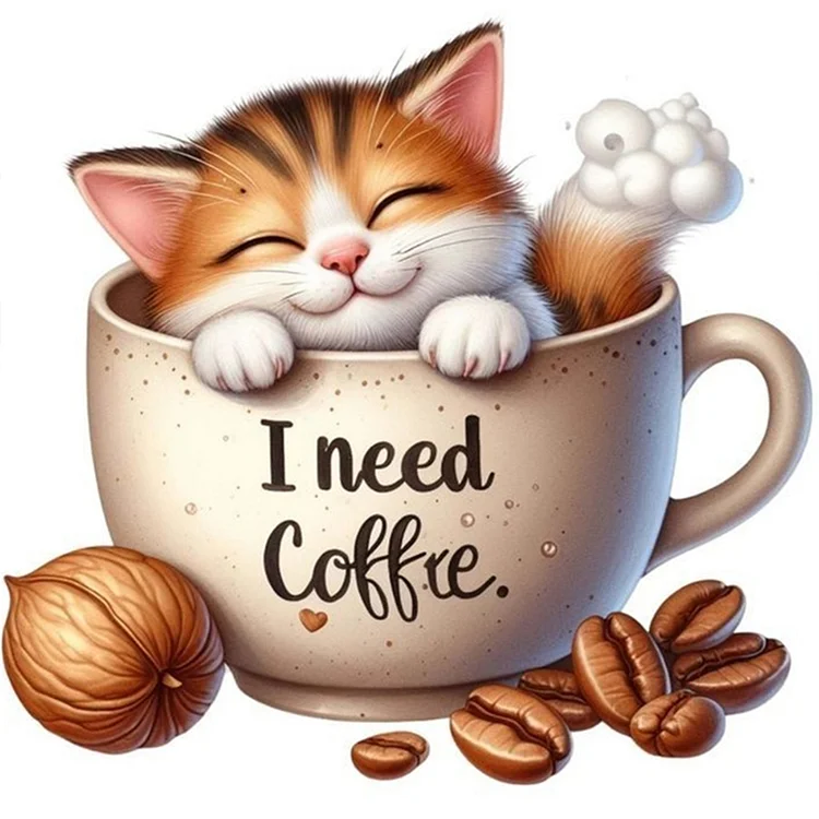 Paint by Numbers Kit Coffee Cat