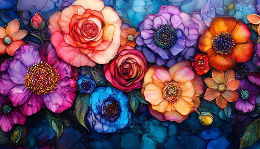 Paint by Numbers Kit Colored Flowers