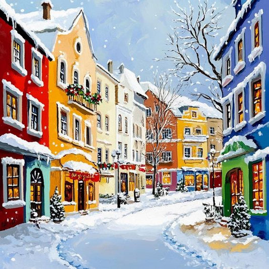 Paint by Numbers Kit Christmas Street Scene