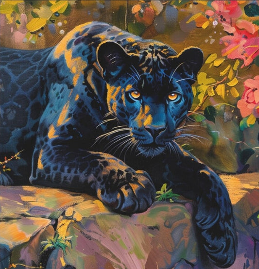 Paint by Numbers Kit Black Leopard