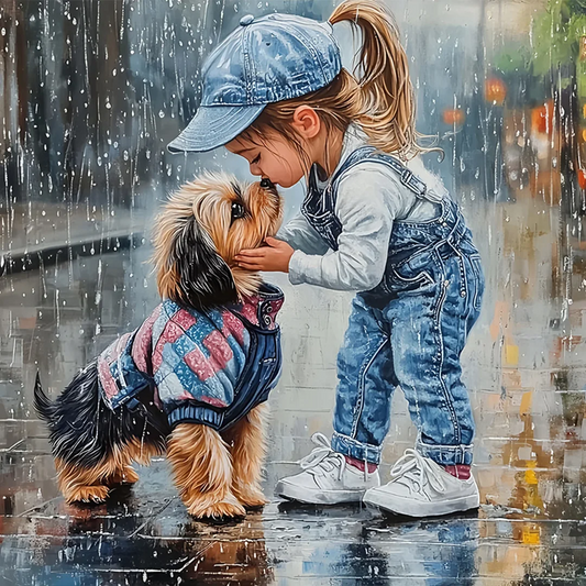 Paint by Numbers Kit Little Girl And Puppy