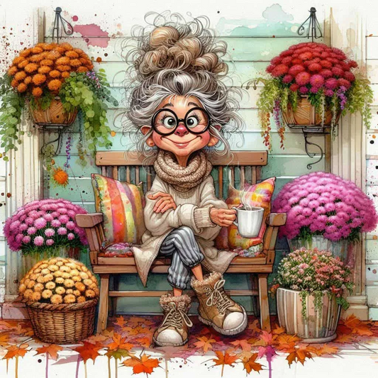 Paint by Numbers Kit Grandma Drinking Coffee