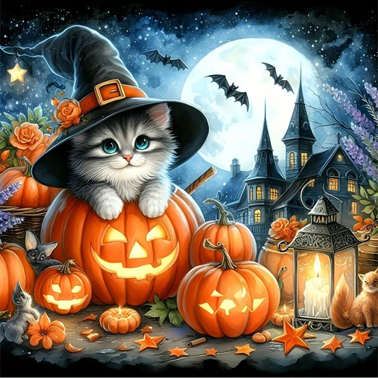 Paint by Numbers Kit Cat and Pumpkin