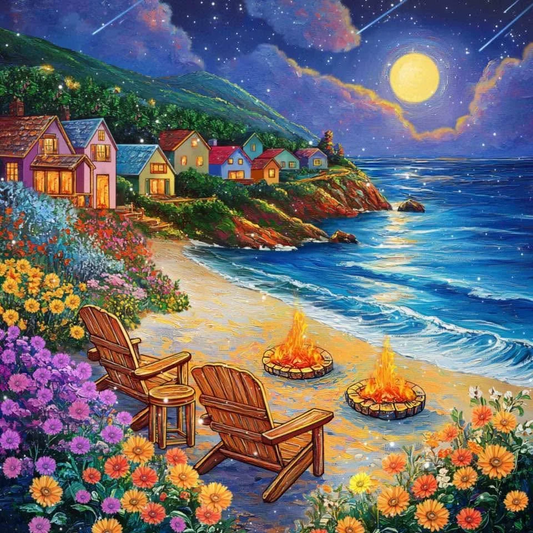Paint by Numbers Kit Beach Camping