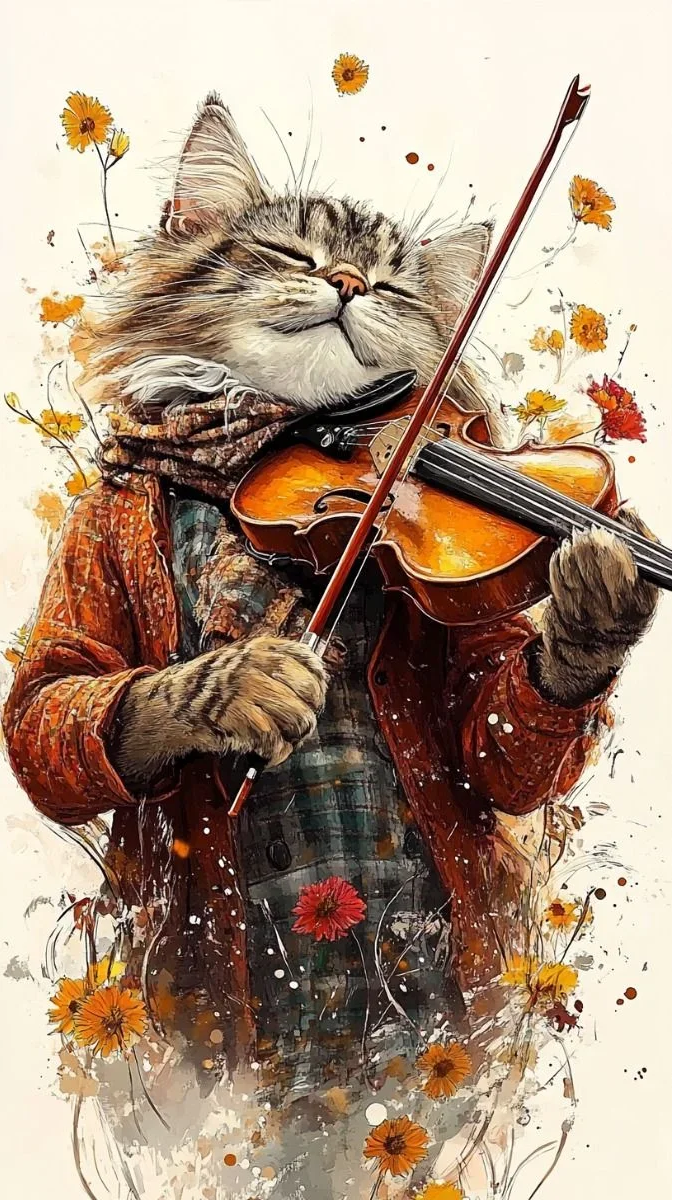 Paint by Numbers Kit Cat Playing The Violin