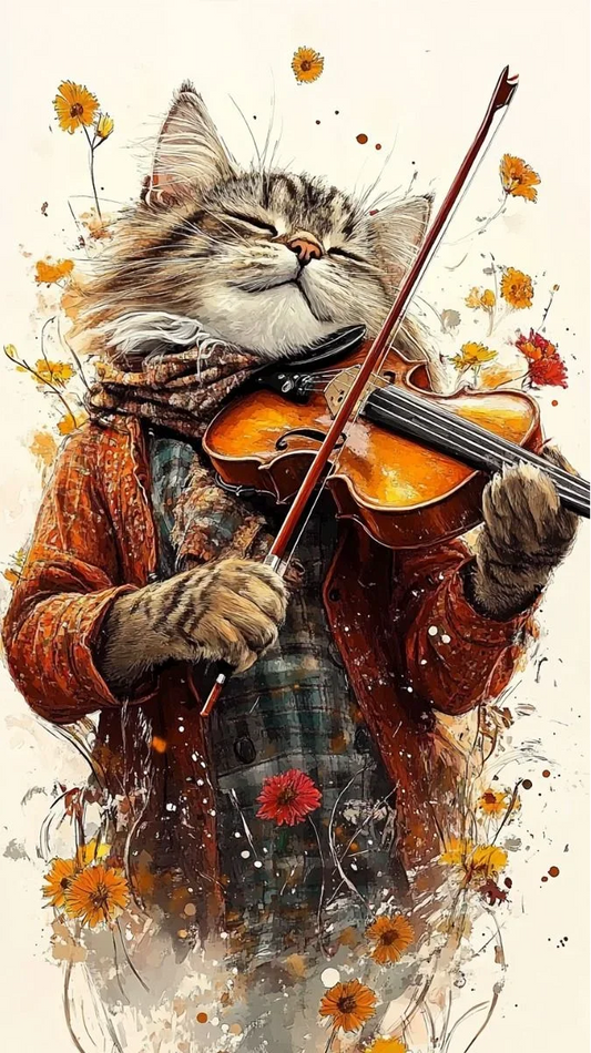 Paint by Numbers Kit Cat Playing The Violin
