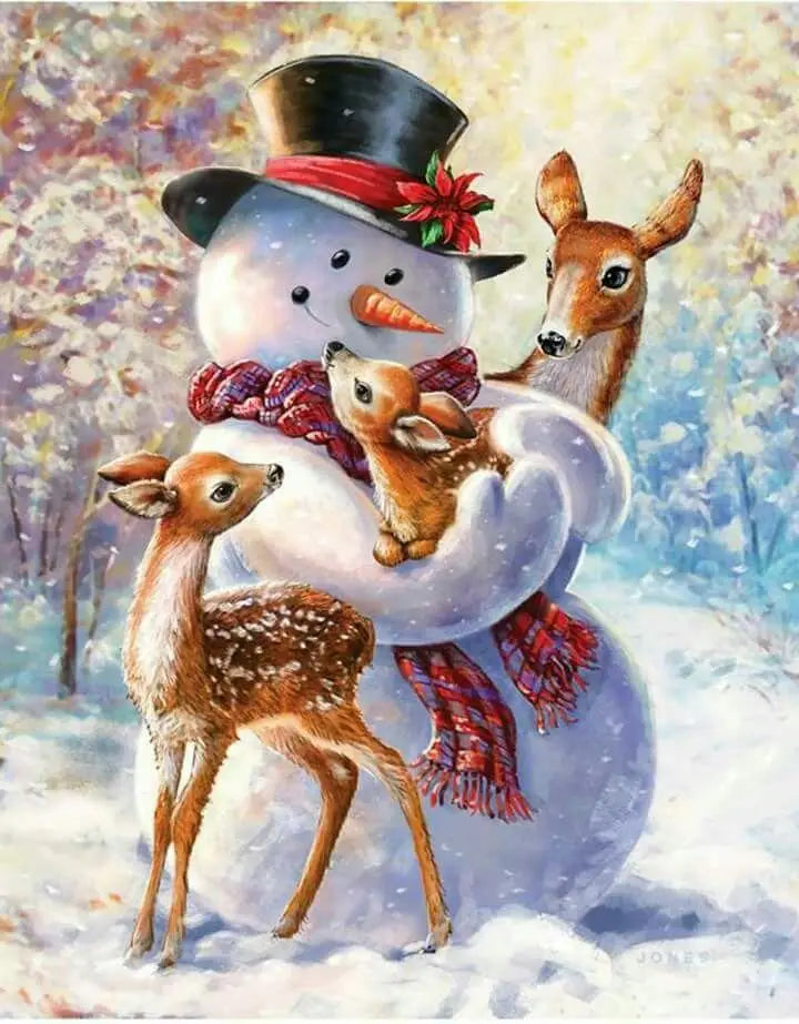 Paint by Numbers Kit Snowman And Deer