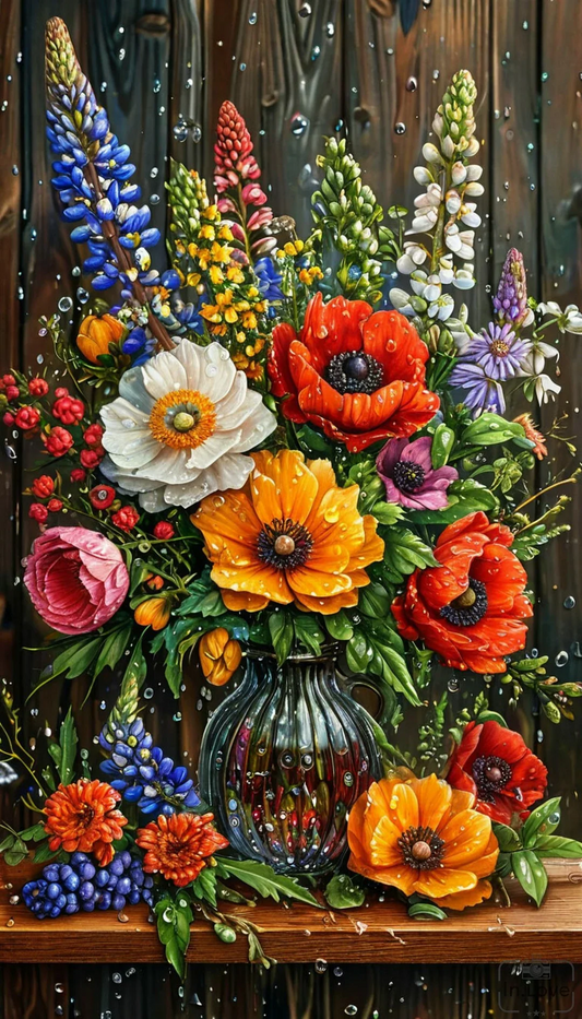 Paint by Numbers Kit Colored Flowers