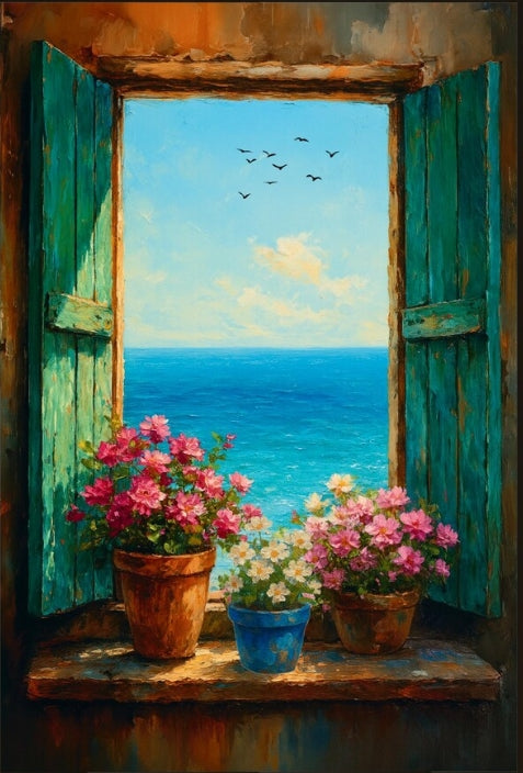Paint by Numbers Kit Seaside Window View