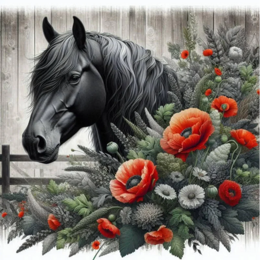 Paint by Numbers Kit Horse And Flowers
