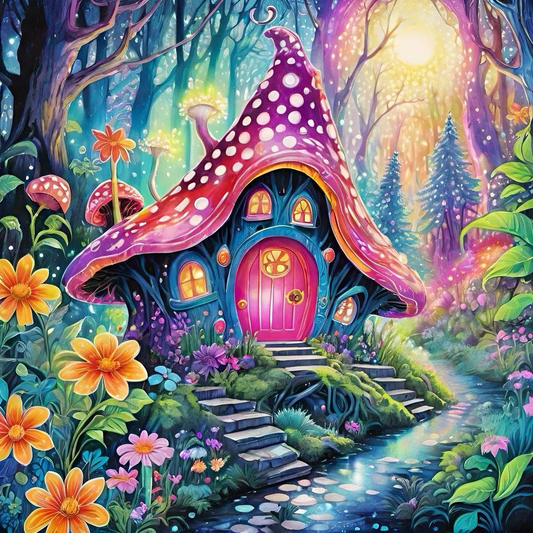 Paint by Numbers Kit Fairytale Mushroom House