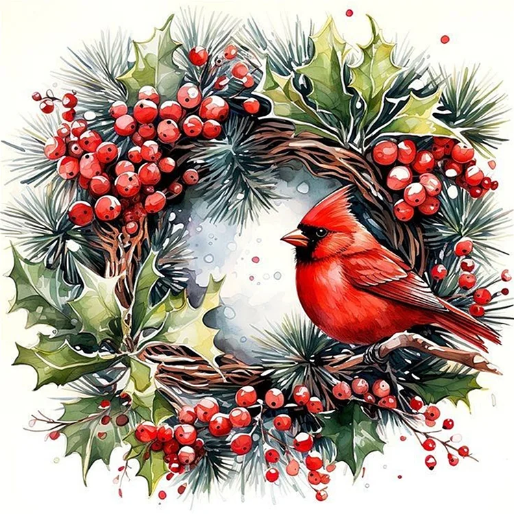 Paint by Numbers Kit Christmas Wreath And Bird