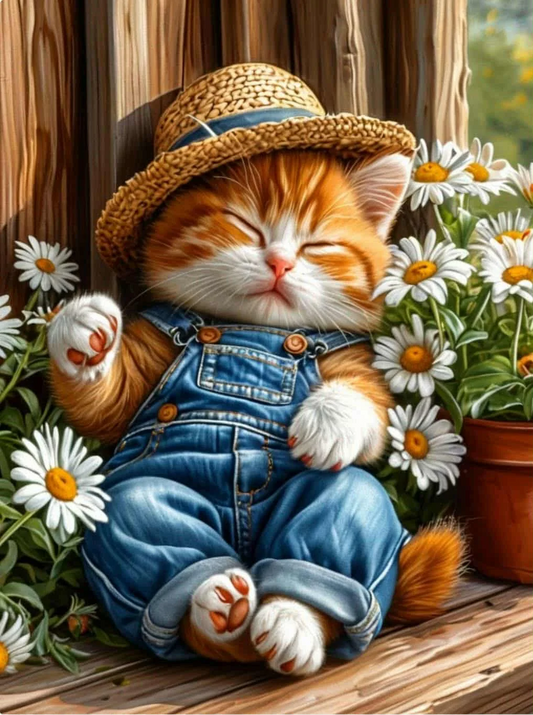 Paint by Numbers Kits Cat In Denim Clothes