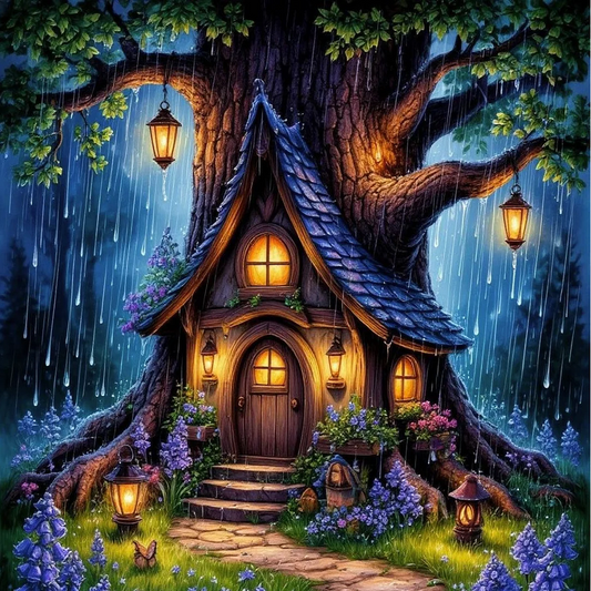 Paint by Numbers Kit Fantasy Tree House