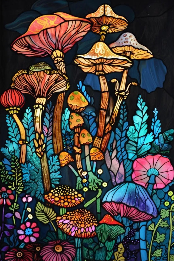 Paint by Numbers Kit Fantasy Mushrooms