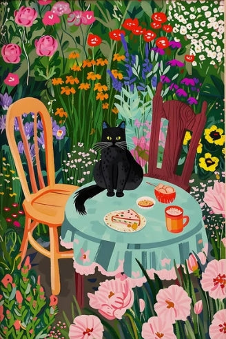 Paint by Numbers Kit Black Cat In The Garden