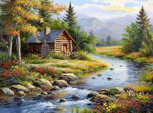 Paint by Numbers Kits Riverside Cabin