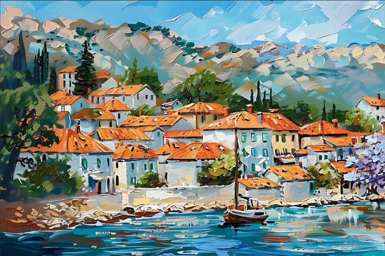 Paint by Numbers Kit Seaside Town