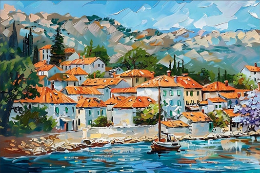 Paint by Numbers Kit Seaside Town