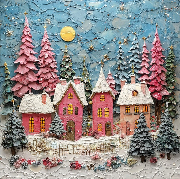 Paint by Numbers Kit Colorful Houses In The Snow