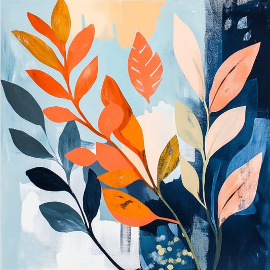 Paint by Numbers Kit Abstract Colorful Leaves