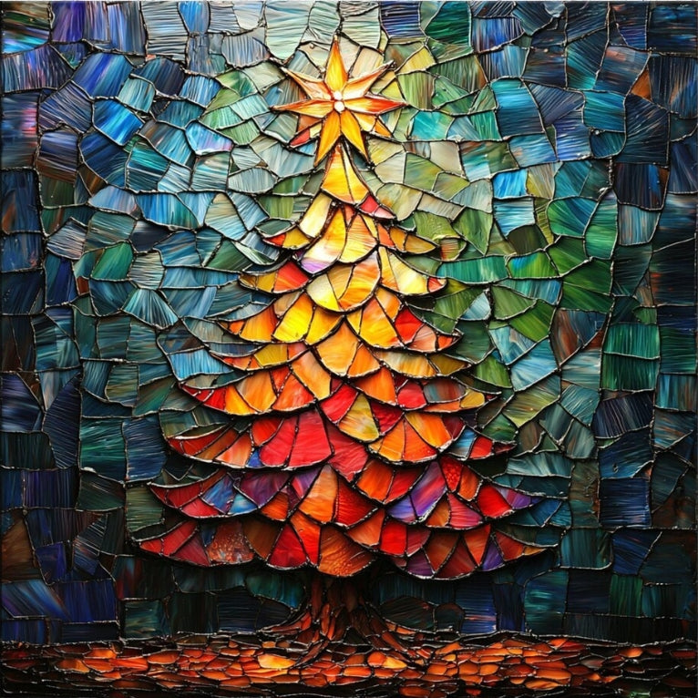 Paint by Numbers Kit Stained Glass Christmas Tree