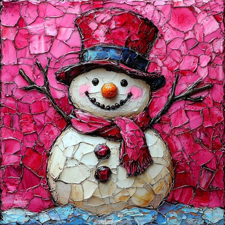 Paint by Numbers Kit Stained Glass Style Snowman