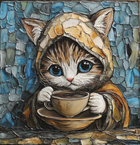 Paint by Numbers Kit The Cat Drinking Coffee