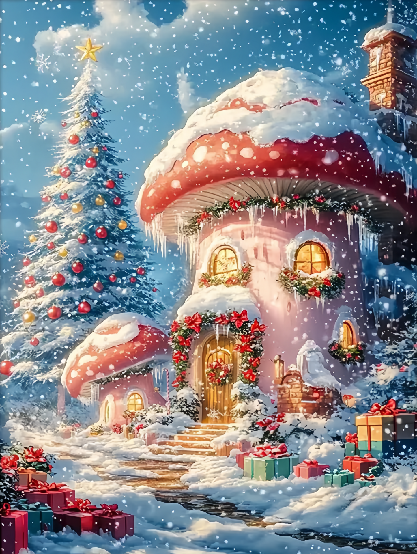 Paint by Numbers Kits Christmas Mushroom Cottage