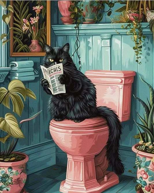 Paint by Numbers Kits Black Cat on the Toilet