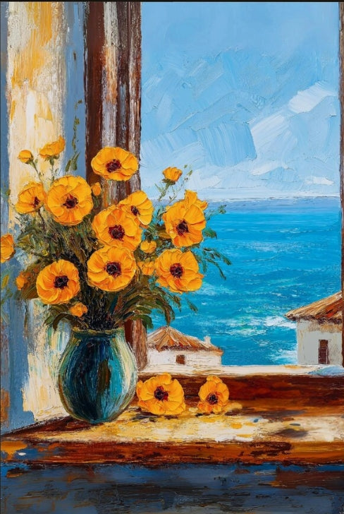 Paint by Numbers Kit Sunflowers By The Windowsill