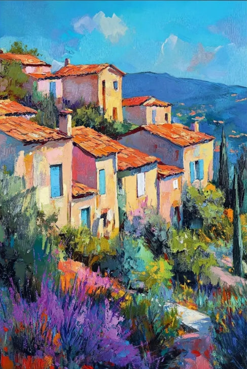 Paint by Numbers Kit Small Town Scenery