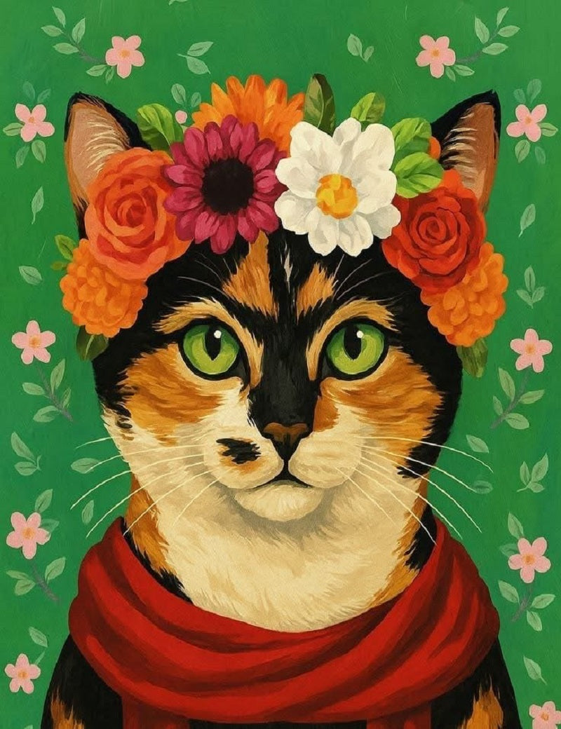 Paint by Numbers Kits Flowers Cat