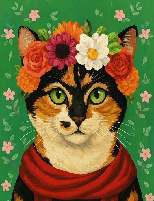 Paint by Numbers Kits Flowers Cat