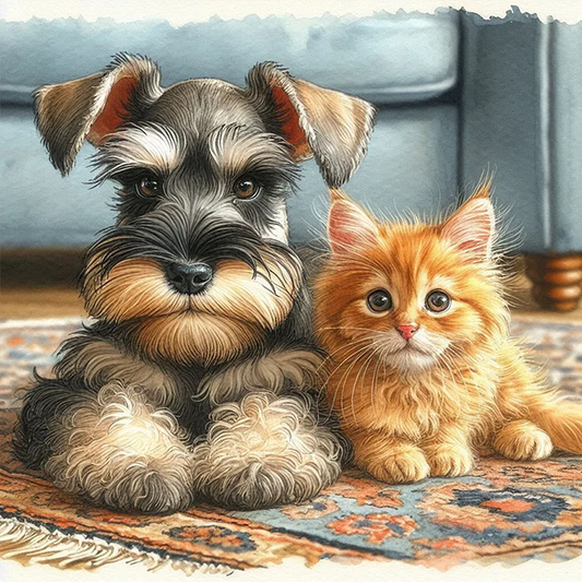 Paint by Numbers Kit Cute Cat And Dog