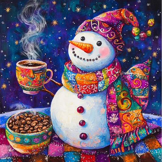 Paint by Numbers Kit Snowman Drinking Coffee