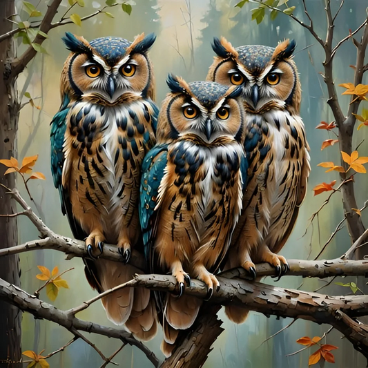 Paint by Numbers Kit Three Owls