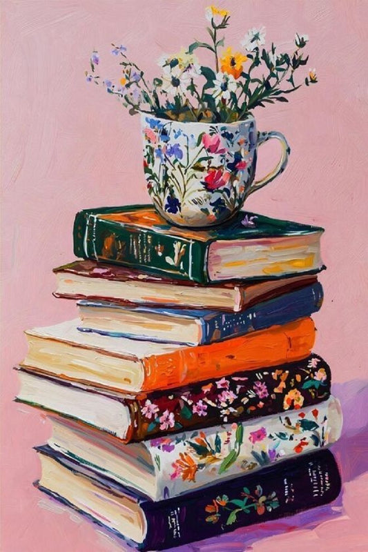 Paint by Numbers Kit Flowers and Books