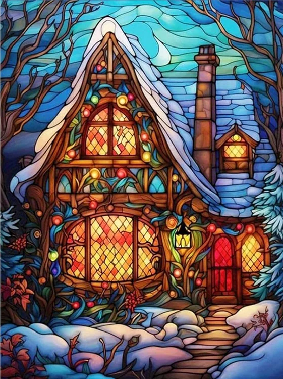 Paint by Numbers Kits Stained Glass Style House