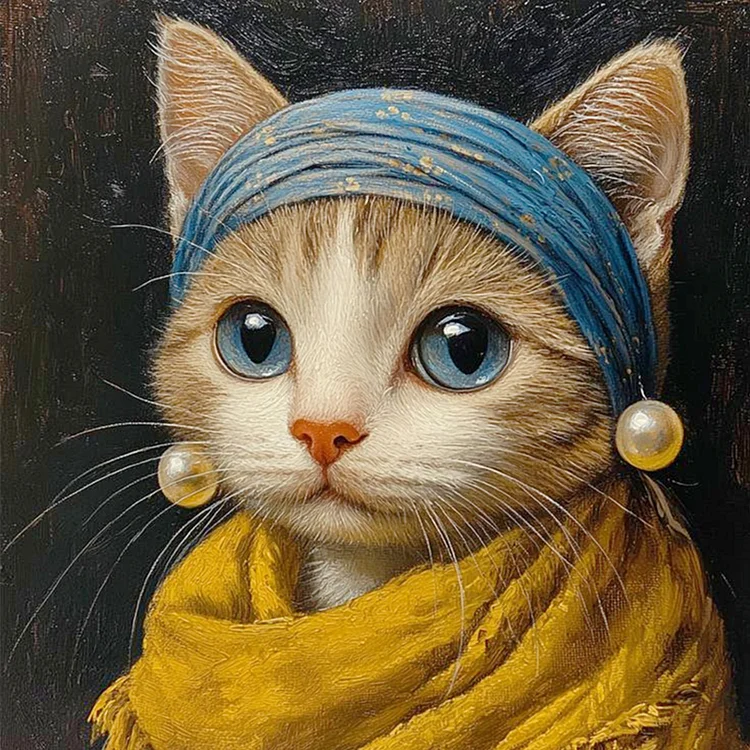 Paint by Numbers Kit Cat With Pearl Earring