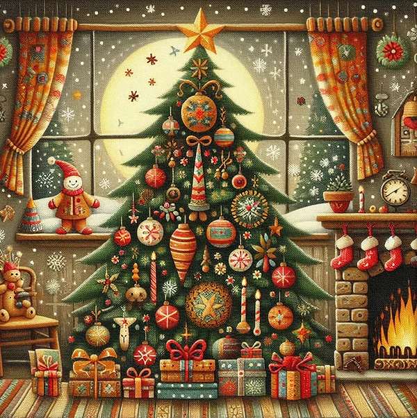 Paint by Numbers Kit Christmas Tree In The Room