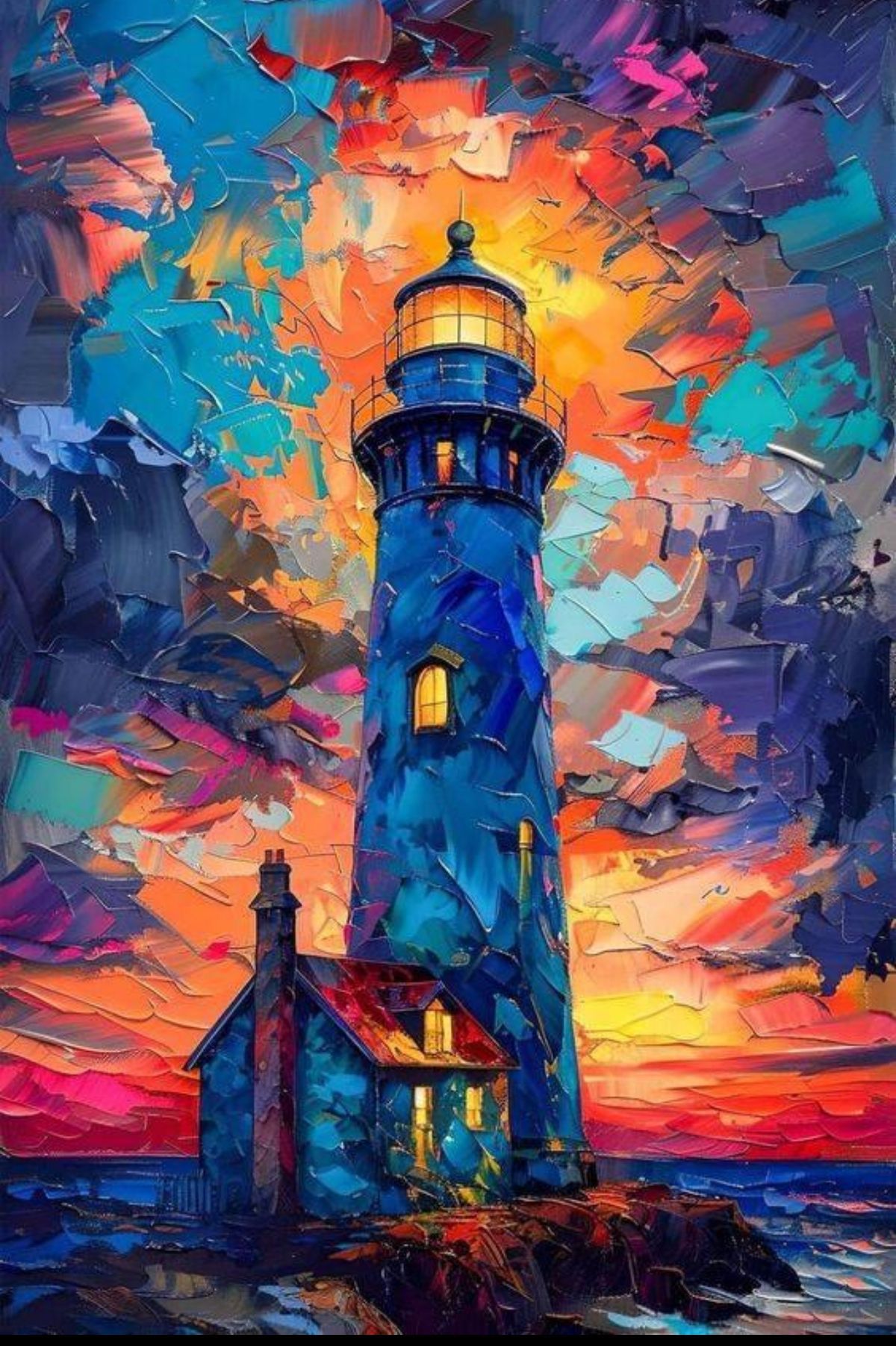 Paint by Numbers Kit Abstract Colorful Lighthouse