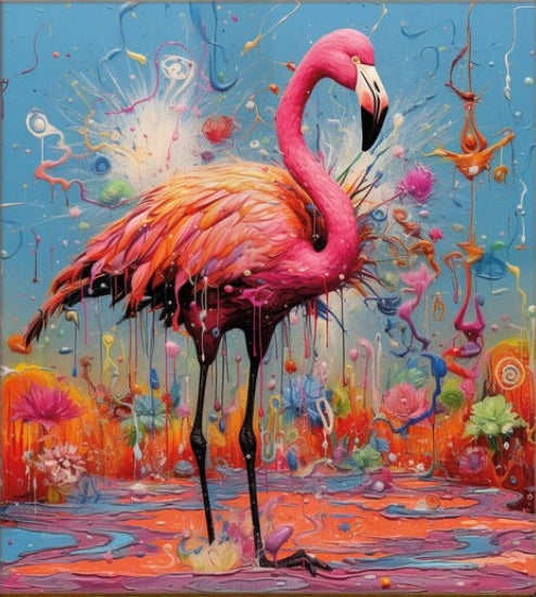 Paint by Numbers Kit Abstract Colorful Flamingos