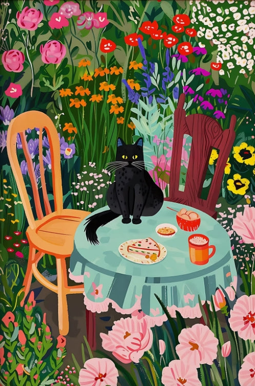 Paint by Numbers Kit Black Cat In The Garden