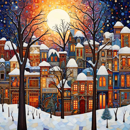 Paint by Numbers Kit Abstract Town Scenery