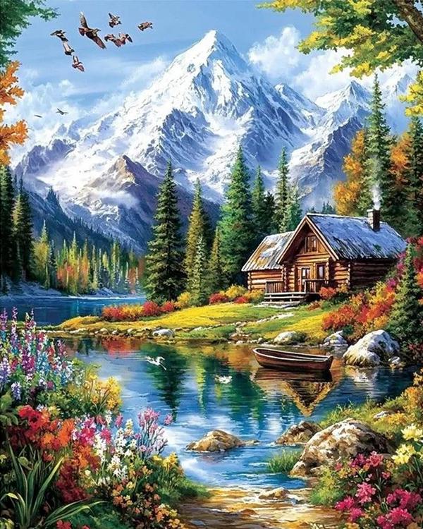 Paint by Numbers Kits Beautiful Snow Mountain Scenery