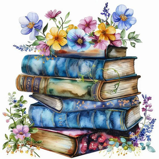 Paint by Numbers Kit Flowers and Books
